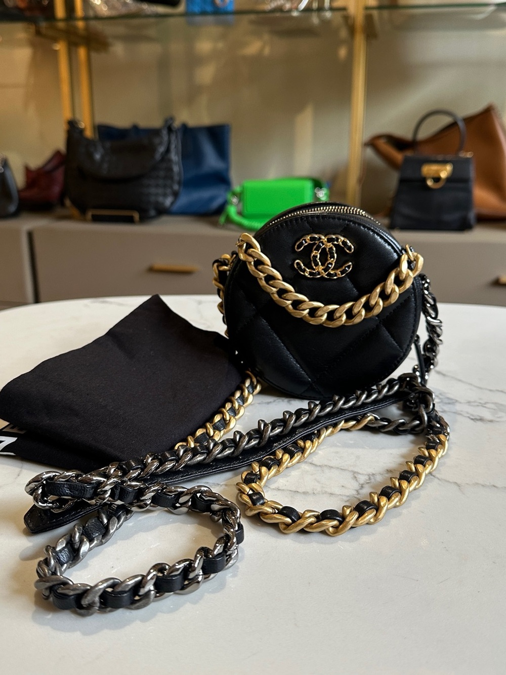 CHANEL 19 Round Mini Crossbody Bag